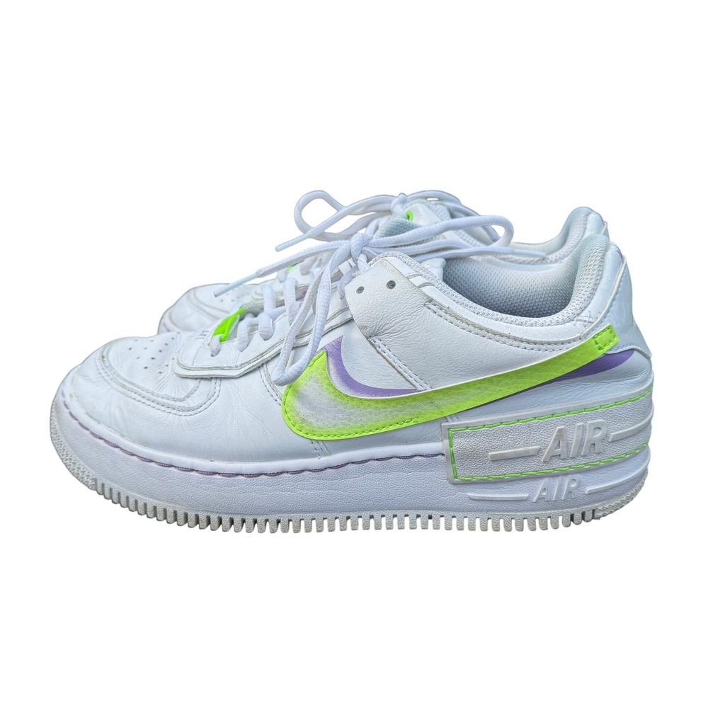 Nike Air Force 1 Shadow Women Size 9 White Purple Electric Green DD9684-100 - Picture 3 of 8